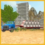 construction truck 3d: pipe transport android application logo